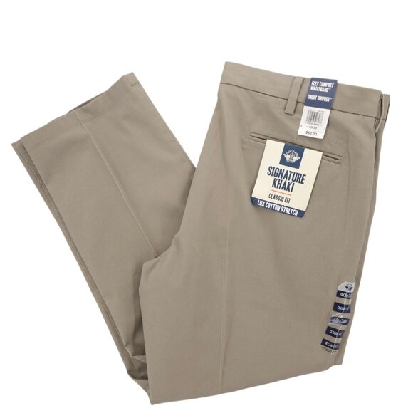 NWT DOCKERS Signature Khaki Classic Fit Lux Cotton Stretch Pants Comfort 40x30 - Picture 1 of 9